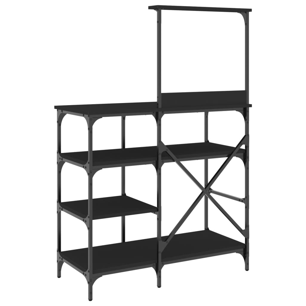 vidaXL Virtuvės lentyna, juoda, 90x40x132cm, apdirbta mediena/metalas