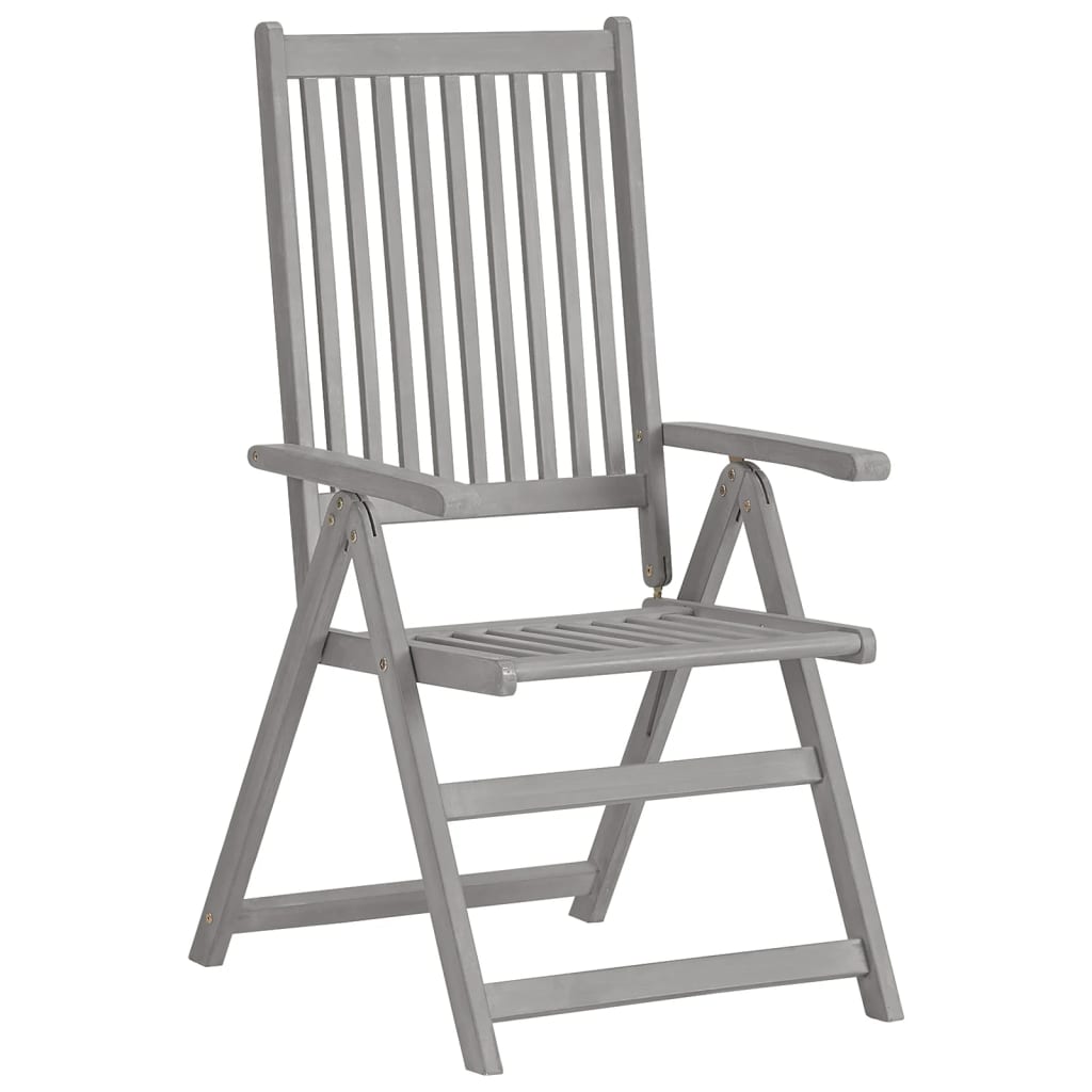 vidaXL Atlošiamos sodo kėdės, 2vnt., pilkos, akacijos medienos masyvas