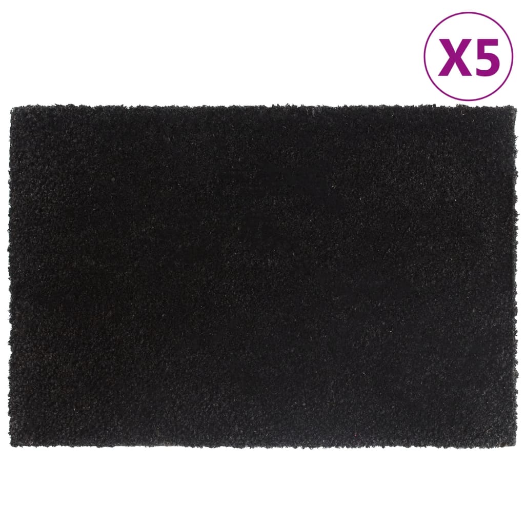 vidaXL Durų kilimėliai, 5vnt., juodi, 40x60cm, kokoso pluoštas