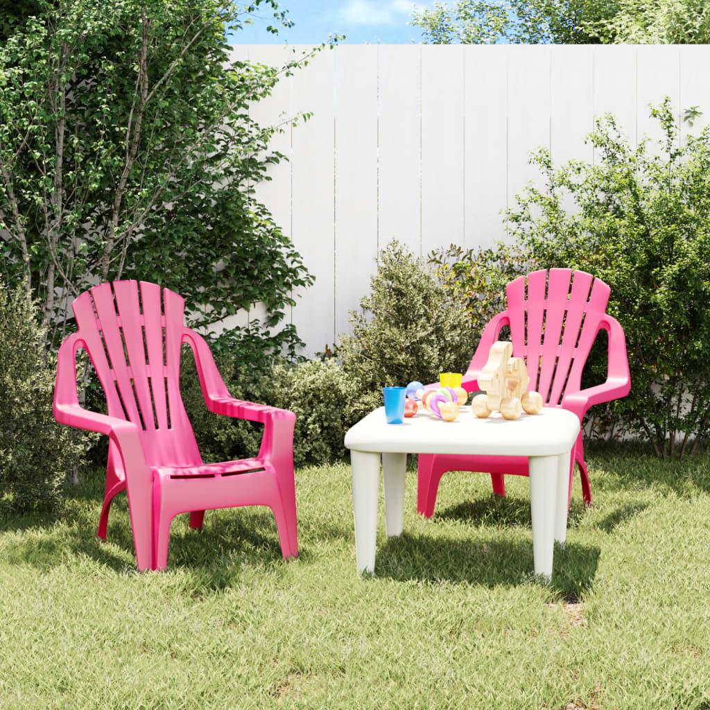 vidaXL Vaikiškos sodo kėdės, 2vnt., rožinės, 37x34x44cm, PP
