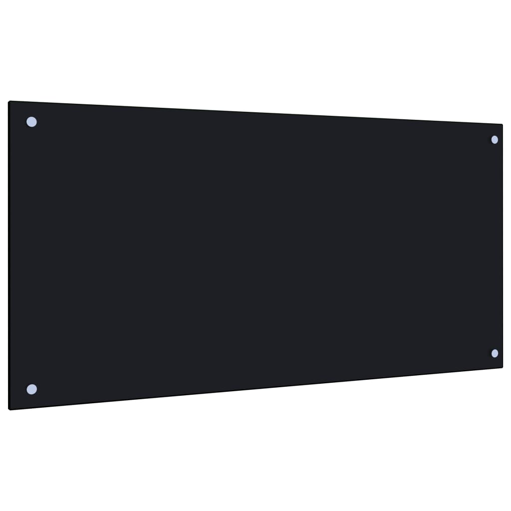 vidaXL Virtuvės sienelė, juodos spalvos, 100x50cm, grūdintas stiklas