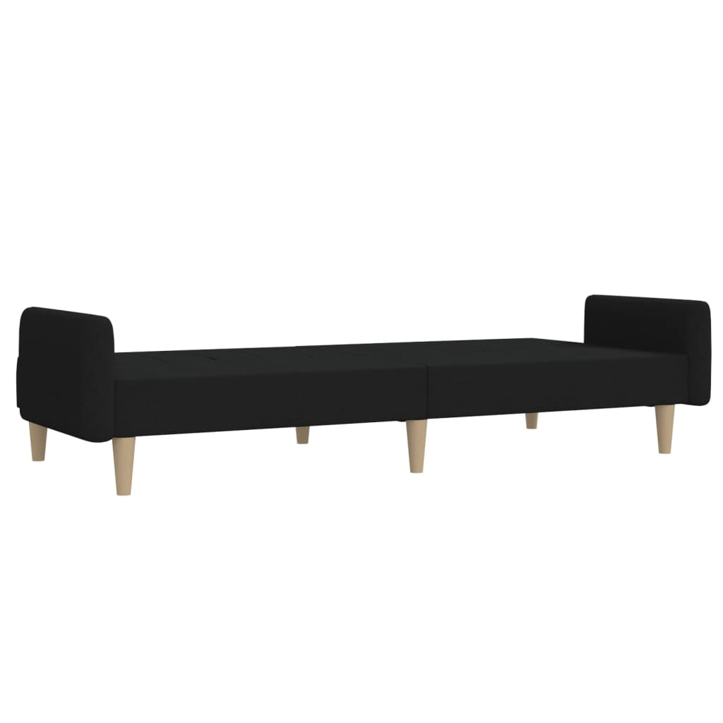 vidaXL Dvivietė sofa-lova, juodos spalvos, audinys