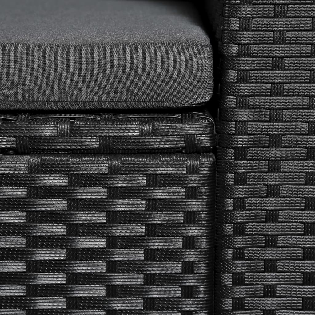 vidaXL Sodo poilsio baldų kompl., 4d., juodas ir pilkas, poliratanas