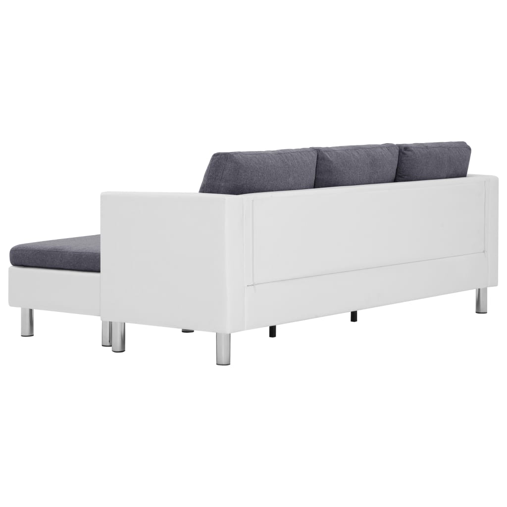 vidaXL Trivietė sofa su pagalvėlėmis, baltos sp., dirbtinė oda