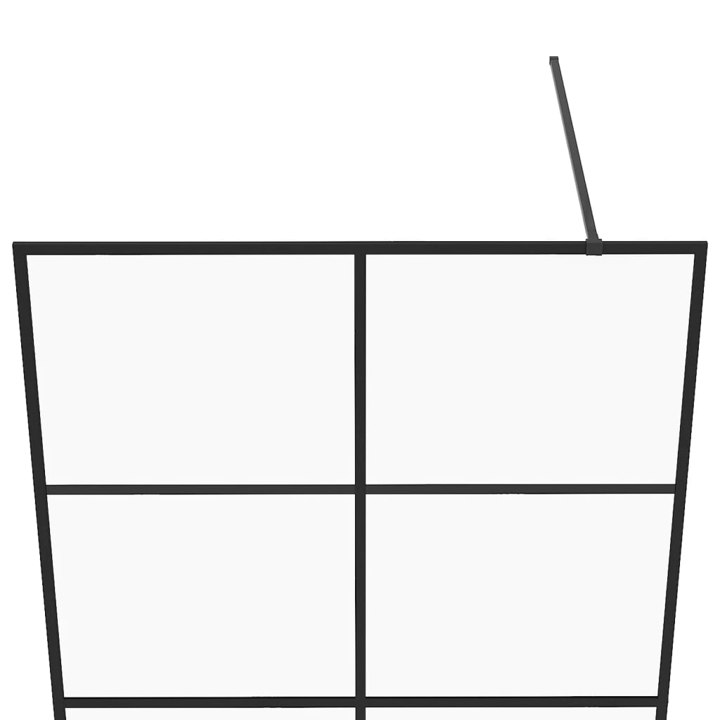 vidaXL Dušo sienelė su skaidriu ESG stiklu, juodos spalvos, 115x195cm