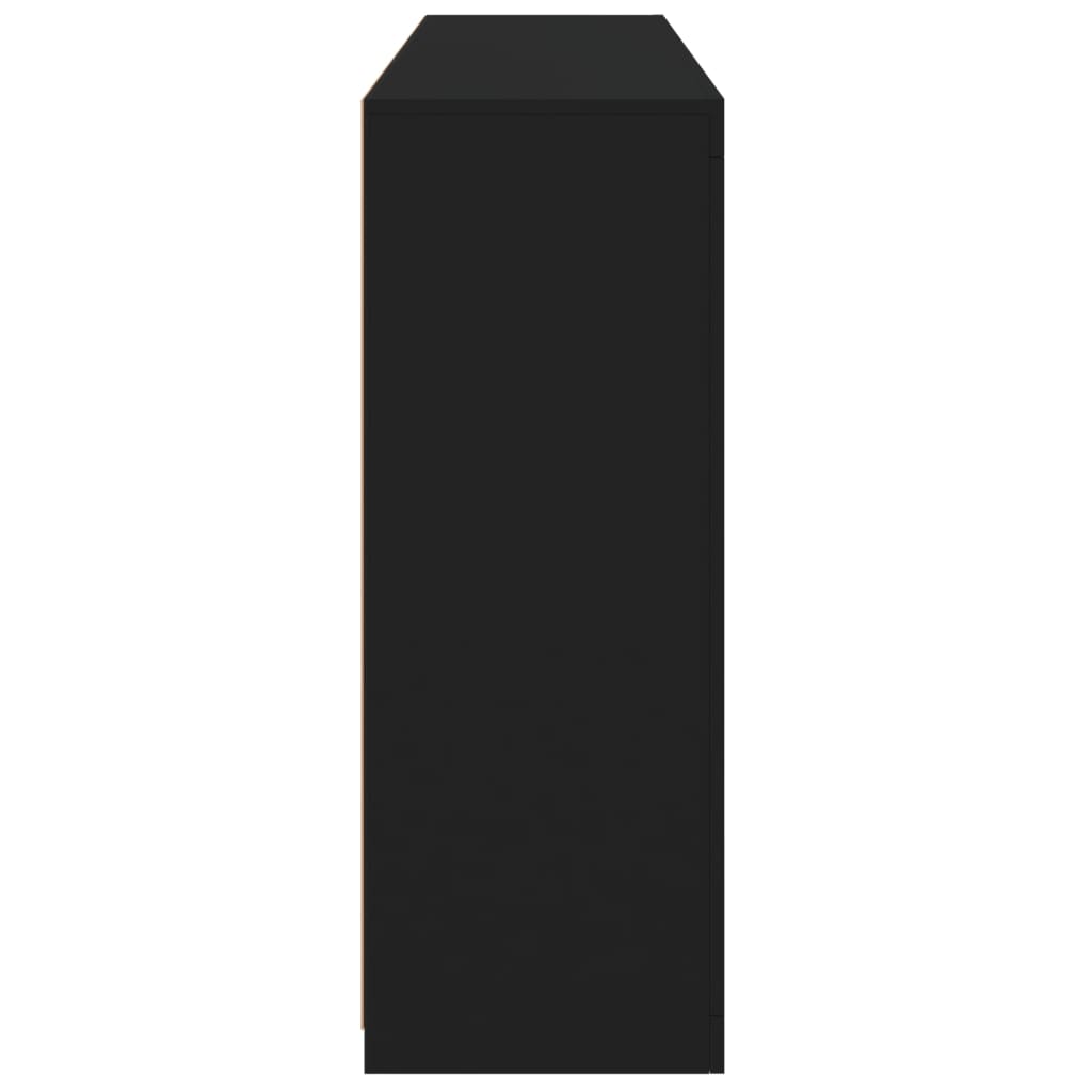 vidaXL Šoninės spintelės su LED, 3vnt., juodos, apdirbta mediena