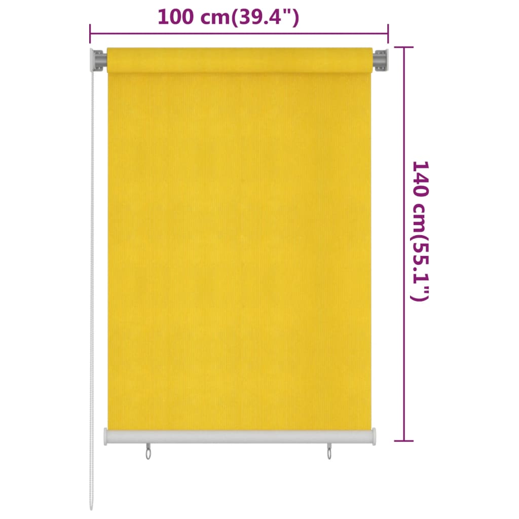 vidaXL Lauko roletas, geltonos spalvos, 100x140cm, HDPE