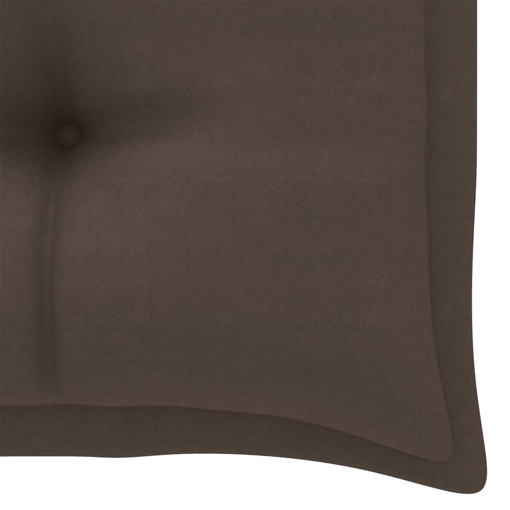 vidaXL Sodo suoliukas su taupe spalvos pagalvėle, 112cm, tikmedis