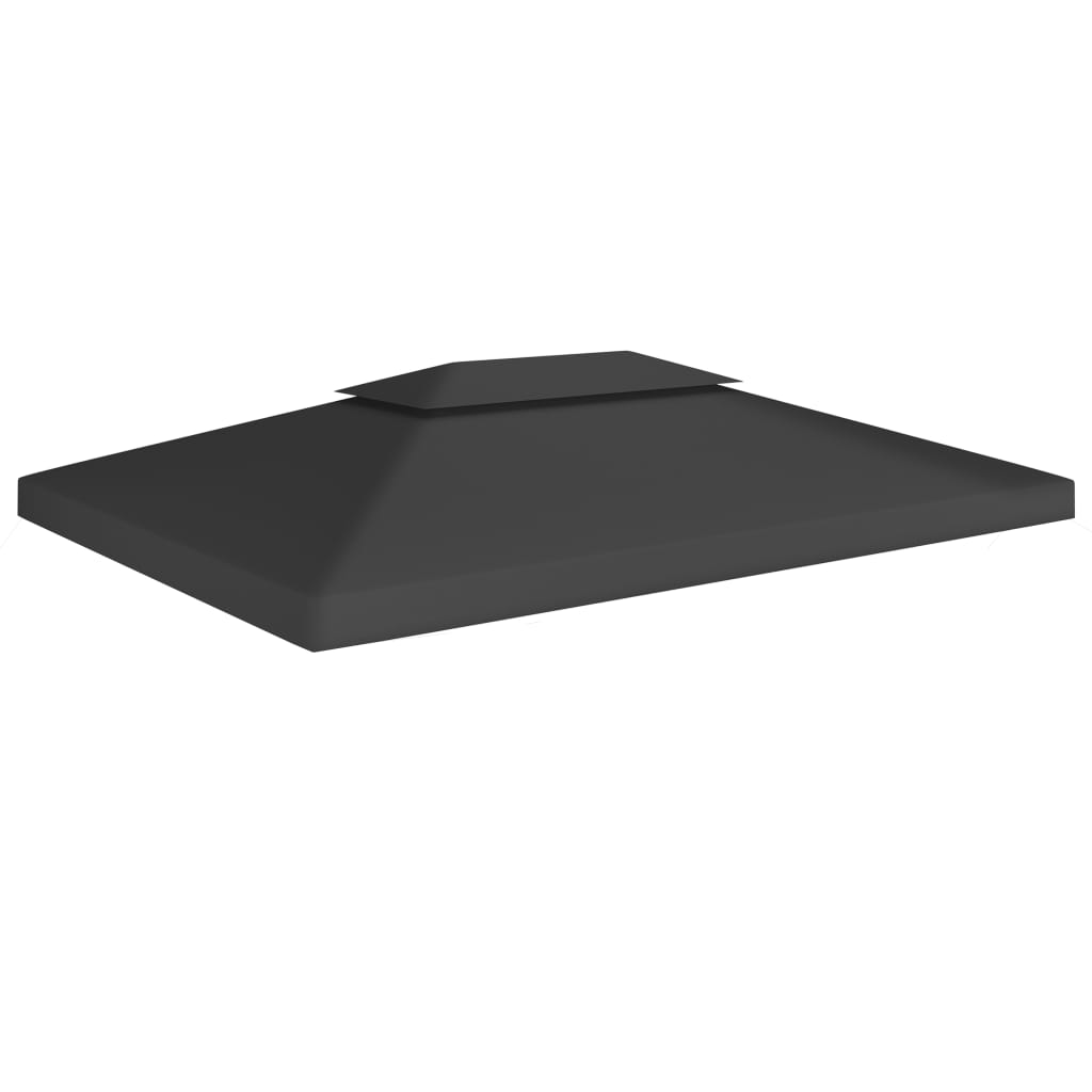 vidaXL Pavėsinės uždangalas, 2 pakopų, juodas, 4x3m, 310 g/m²