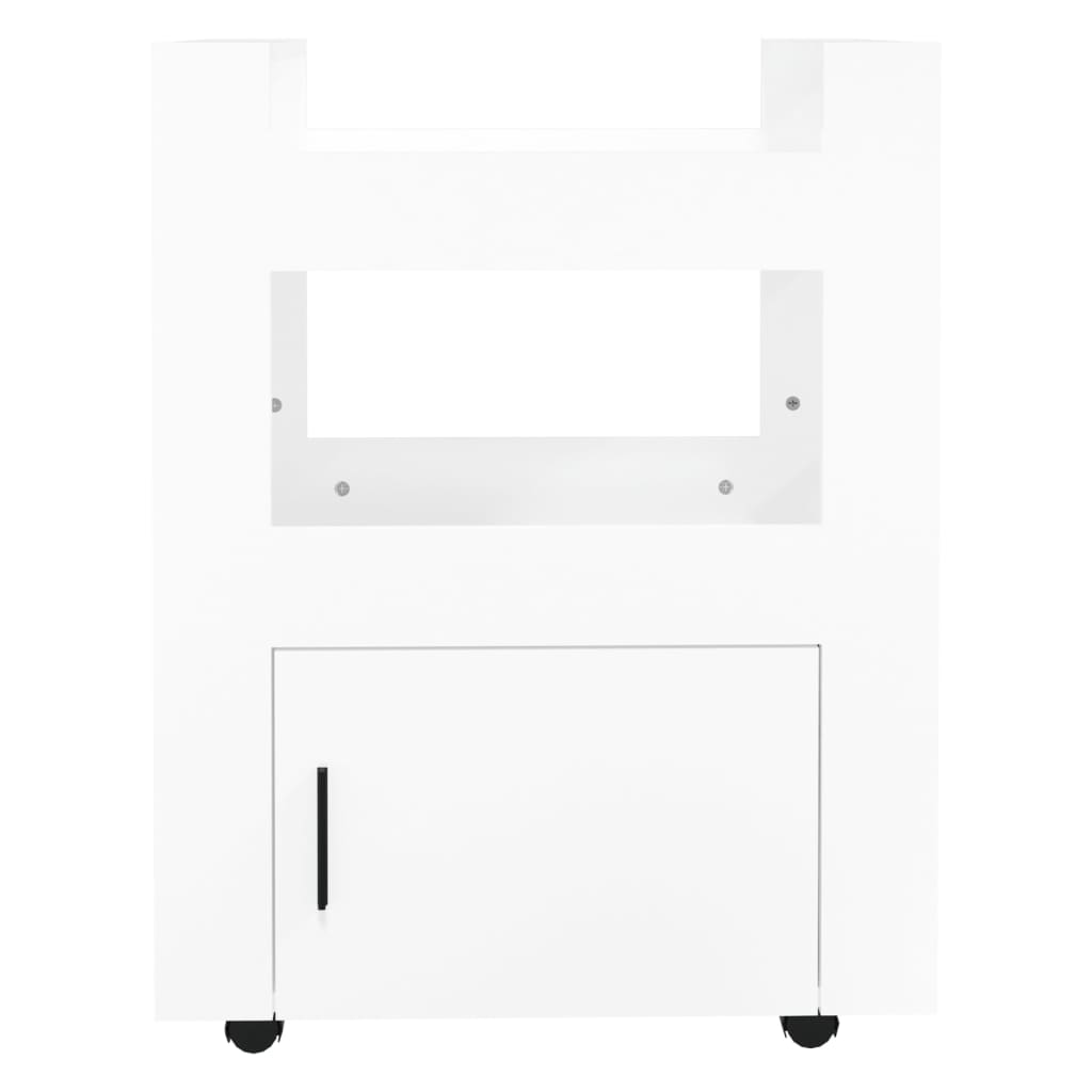 vidaXL Virtuvės vežimėlis, baltas, 60x45x80cm, mediena, blizgus