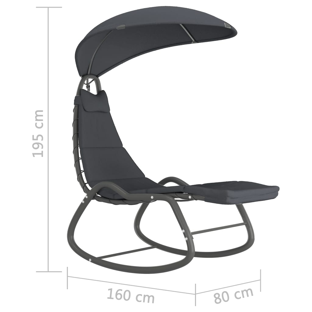 vidaXL Supama sodo kėdė, pilkos spalvos, 160x80x195cm, audinys