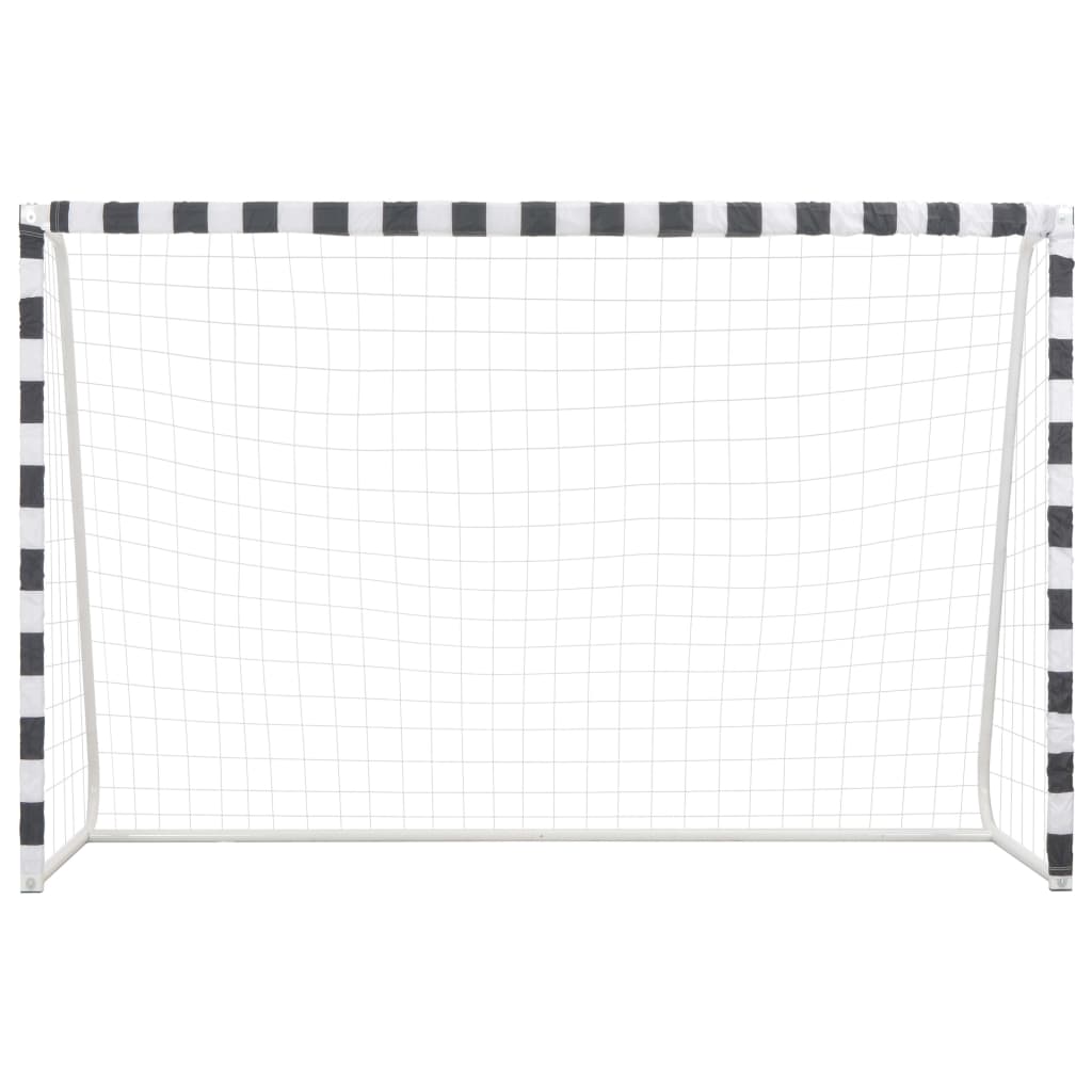 vidaXL Futbolo vartai, juodos ir baltos sp., 300x200x90 cm, metalas