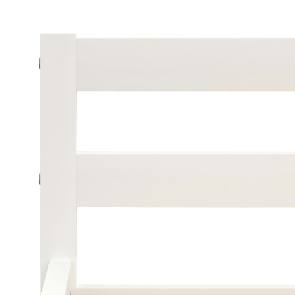 vidaXL Lovos rėmas su 2 stalčiais, baltas, 140x200cm, pušies masyvas