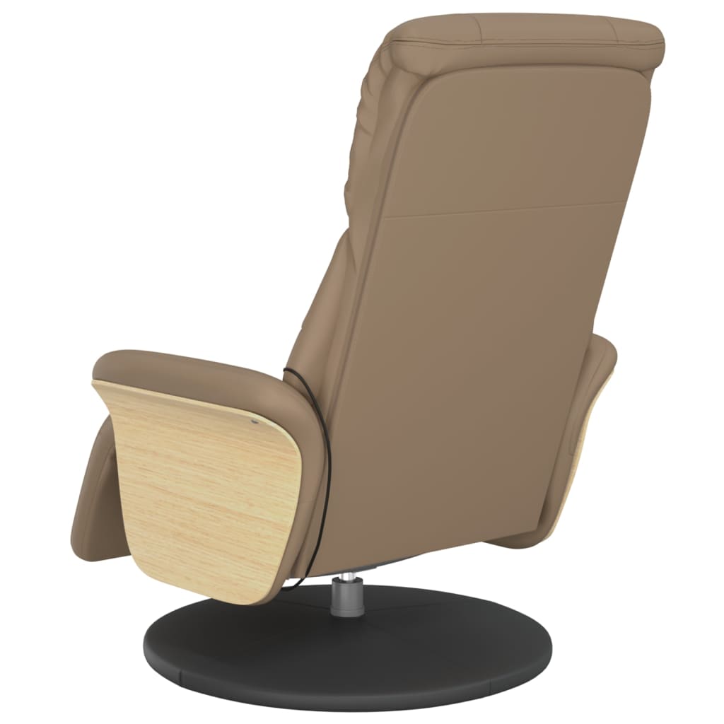 vidaXL Atlošiama masažinė kėdė su pakoja, kapučino, dirbtinė oda