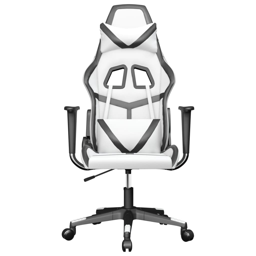 vidaXL Masažinė žaidimų kėdė, baltos ir juodos spalvos, dirbtinė oda
