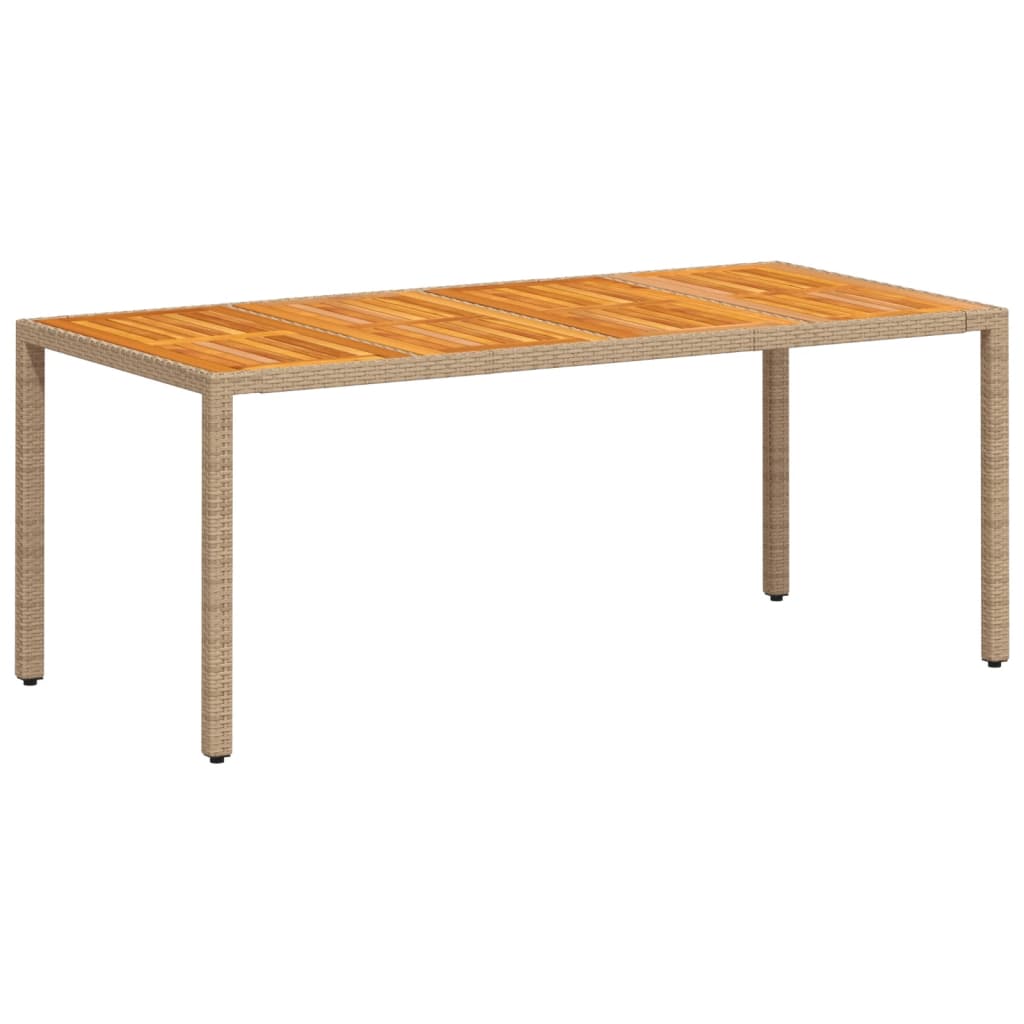 vidaXL Sodo stalas, smėlio, 190x90x75cm, poliratanas ir akacija
