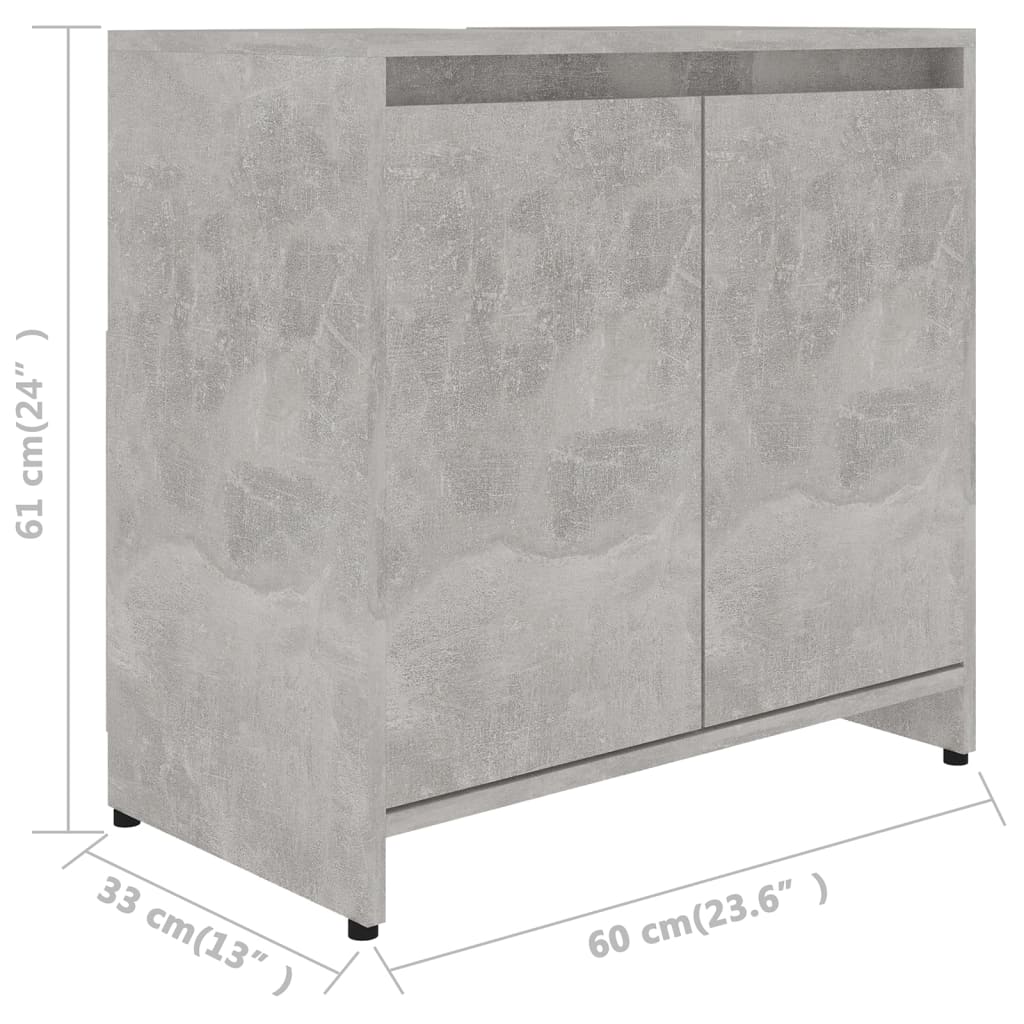 vidaXL Vonios kambario spintelė, betono pilka, 60x33x61cm, MDP