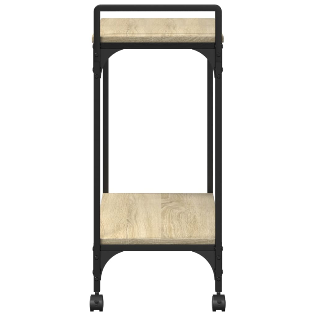 vidaXL Virtuvės vežimėlis, ąžuolo, 60,5x31x72,5cm, apdirbta mediena