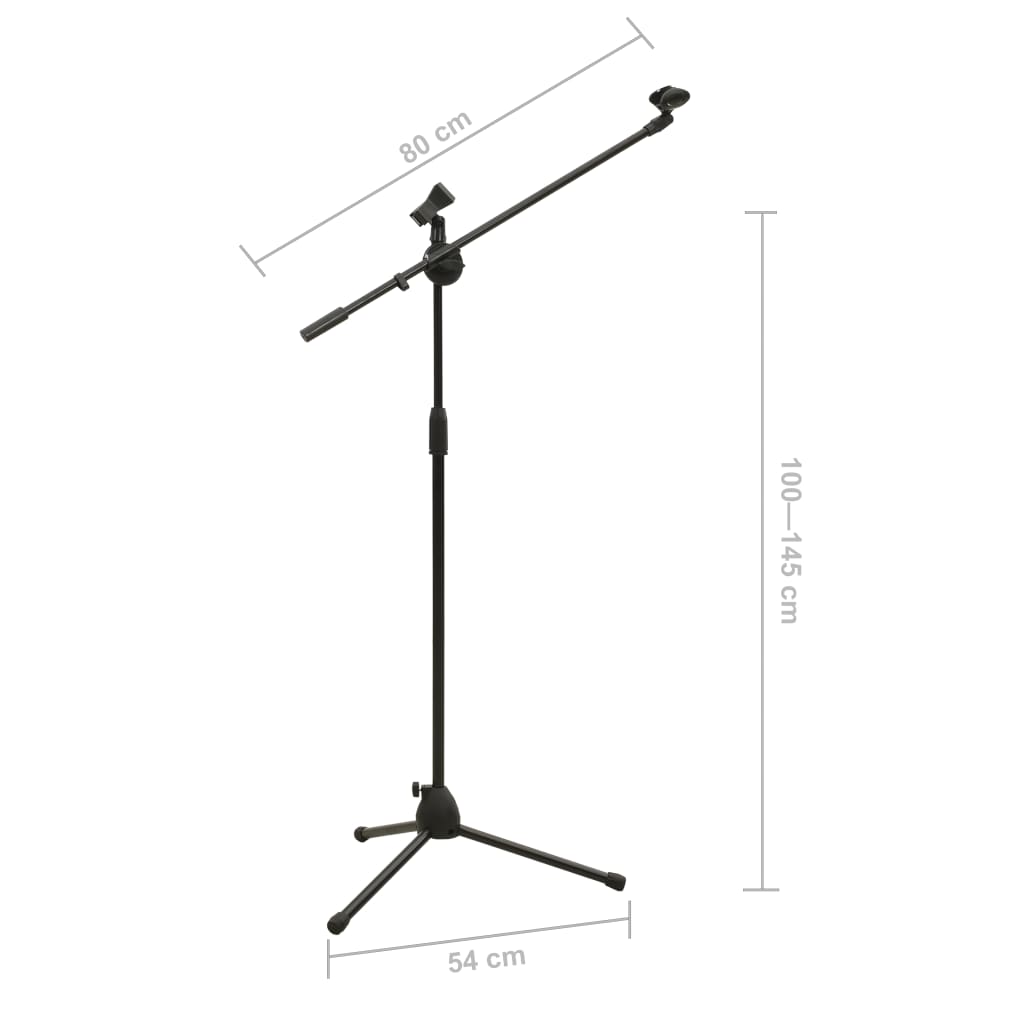 vidaXL Trikojis mikrofono stovas su dvigubu užspaudžiamu laikikliu