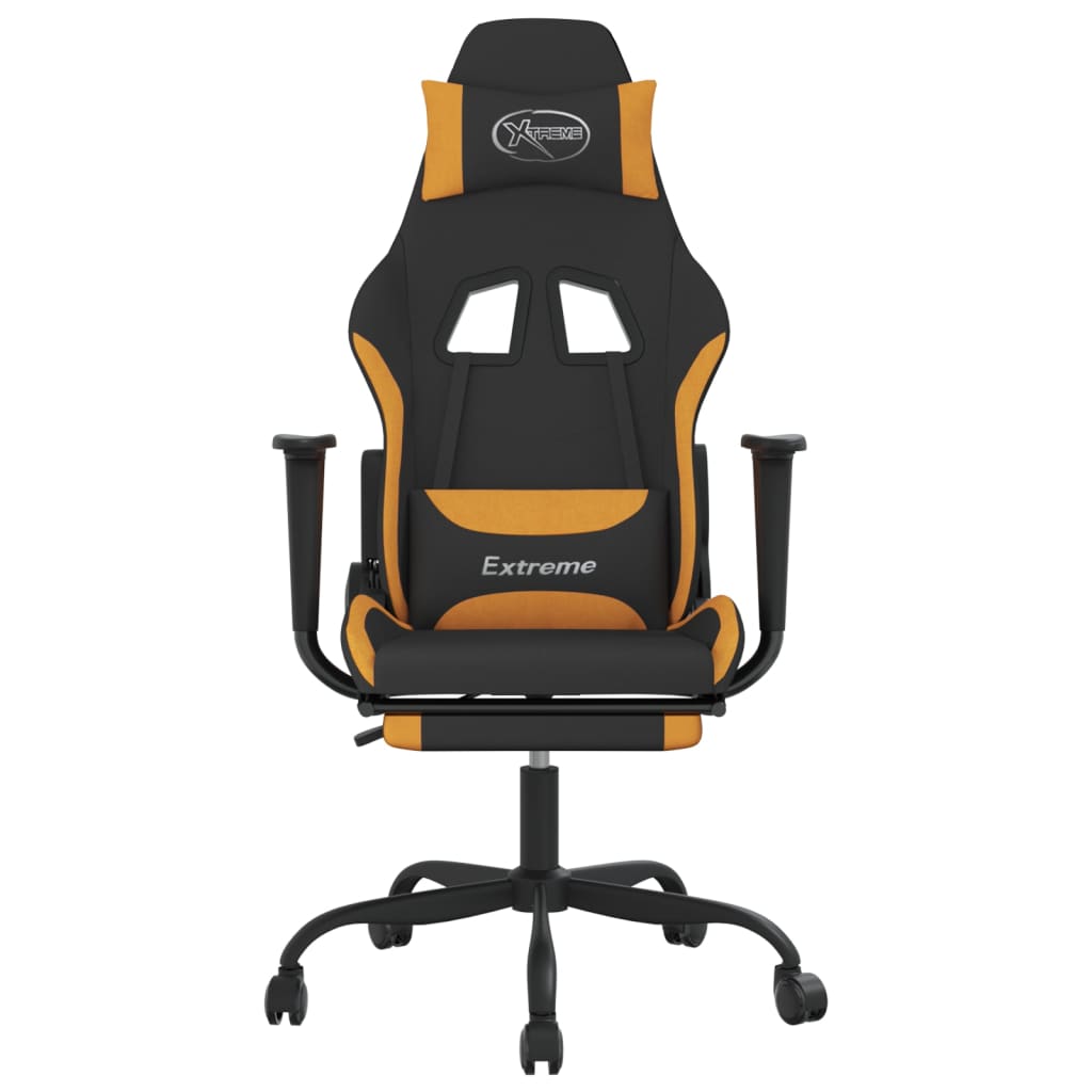 vidaXL Žaidimų kėdė su pakoja, juodos ir oranžinės spalvos, audinys