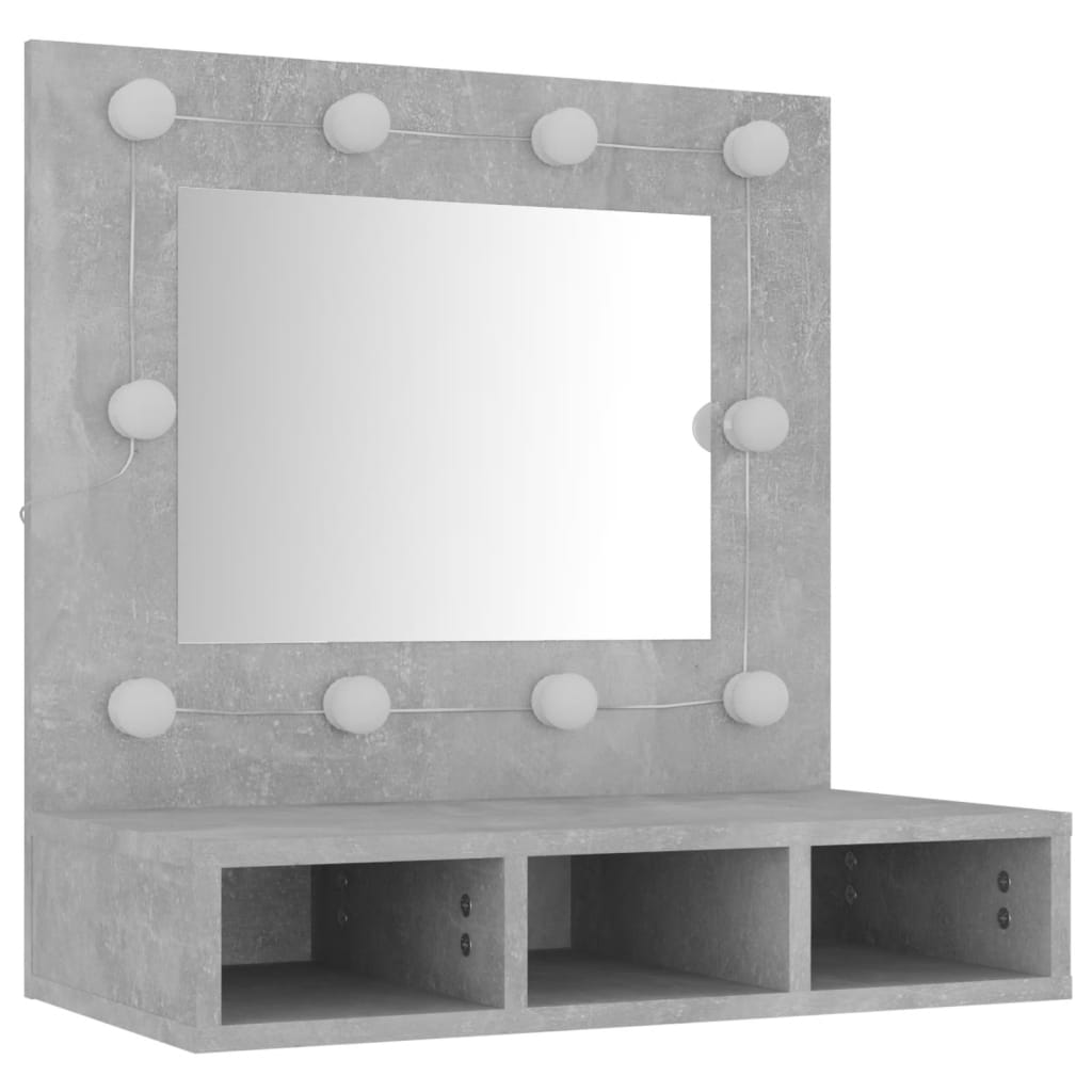 vidaXL Veidrodinė spintelė su LED, betono pilka, 60x31,5x62cm
