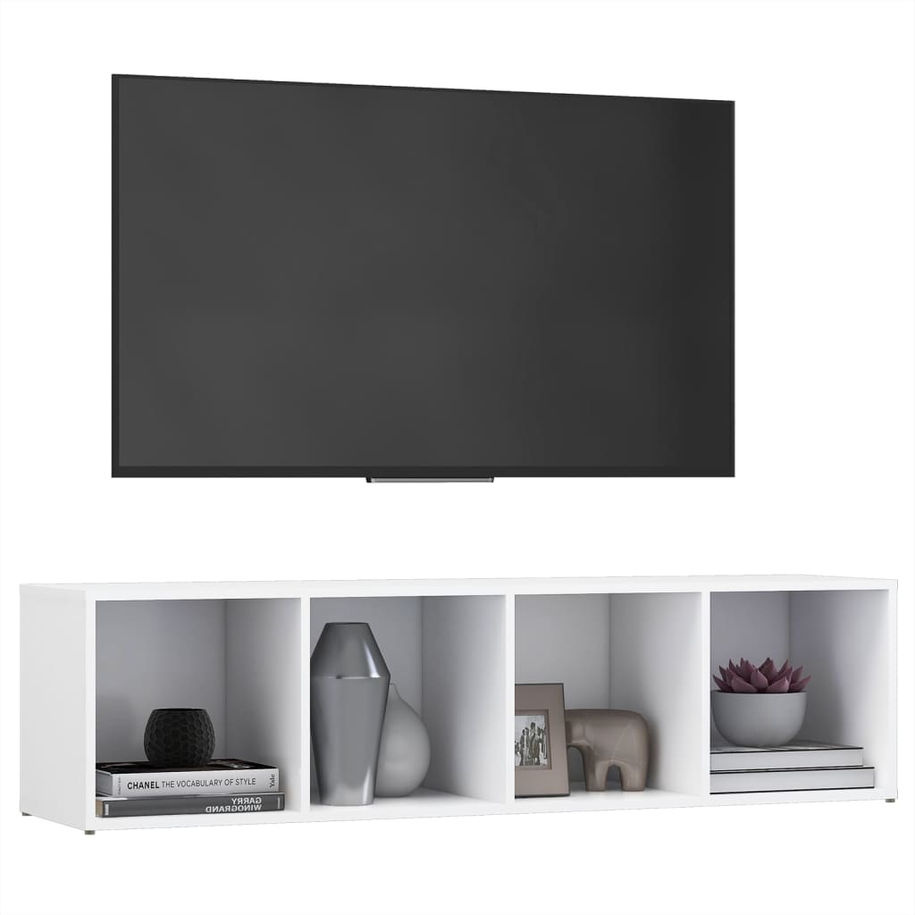 vidaXL TV spintelė, balta, 142,5x35x36,5cm, fanera