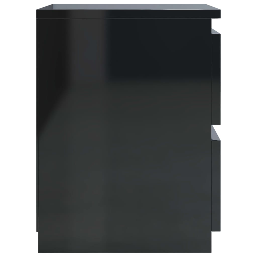 vidaXL Naktinės spintelės, 2vnt., juodos sp., 30x30x40cm, MDP, blizg.