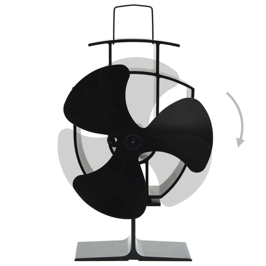 vidaXL Šiluma veikiantis krosnelės ventiliatorius, juodas, 3 mentės