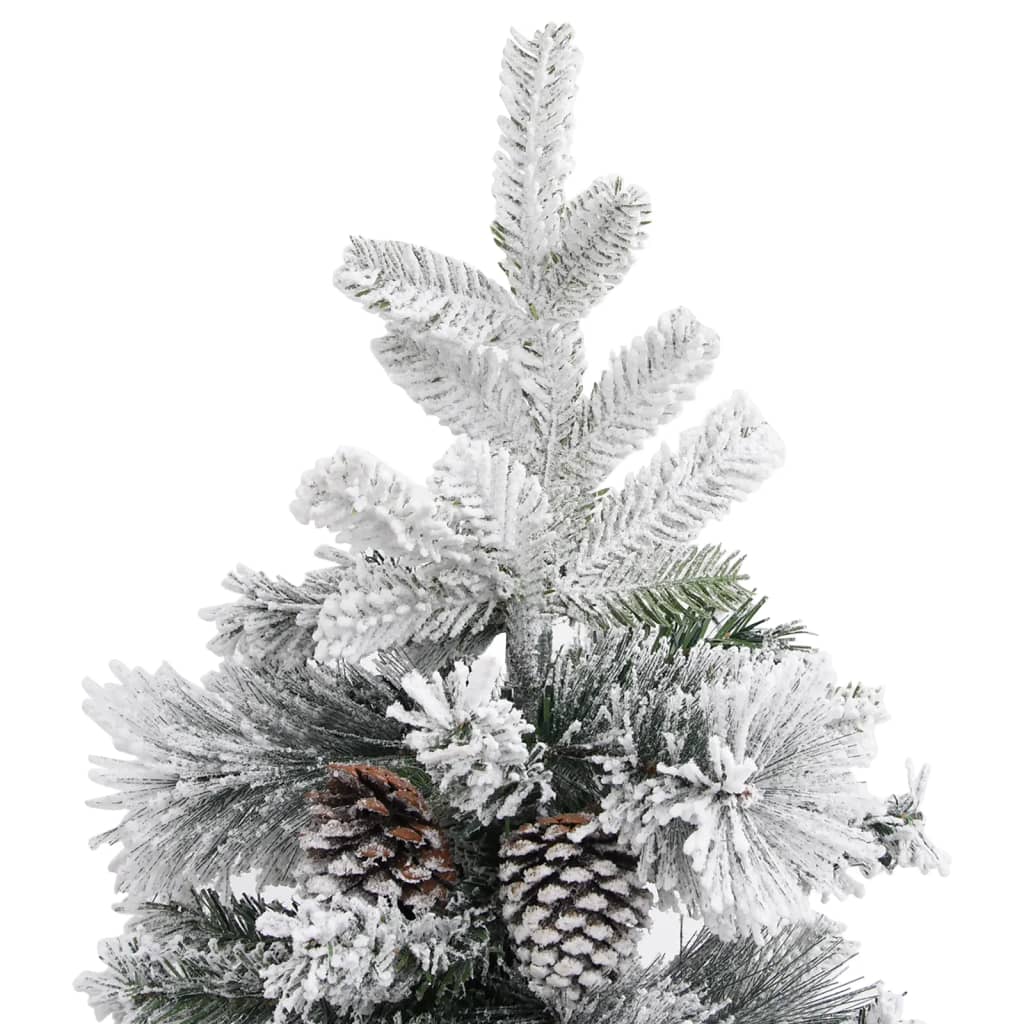 vidaXL Kalėdų eglutė su sniegu/kankorėžiais, 150cm, PVC ir PE