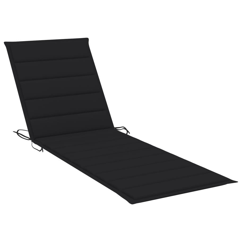 vidaXL Saulės gultas su juodu čiužinuku, impregnuota pušies mediena