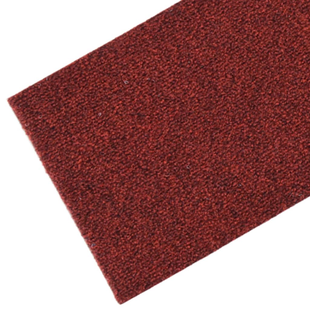 vidaXL Lipnūs laiptų kilimėliai, 15vnt., raudoni, 76x20cm