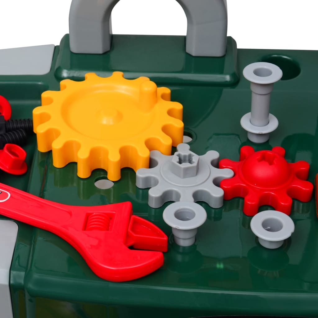 Vaikiškas Žaislinis Darbastalis su Įrankiais, Žalias + Pilkas