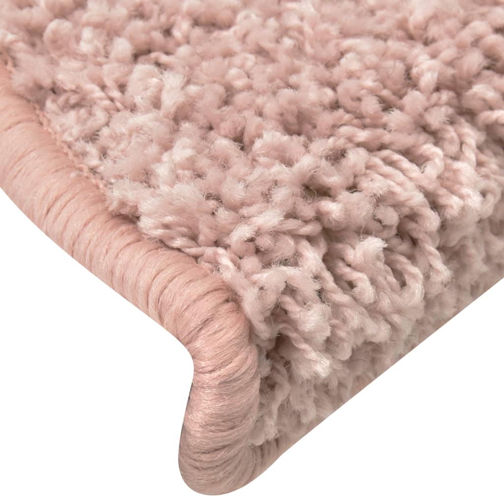 vidaXL Laiptų kilimėliai, 15vnt., šviesiai rožinės spalvos, 65x21x4cm