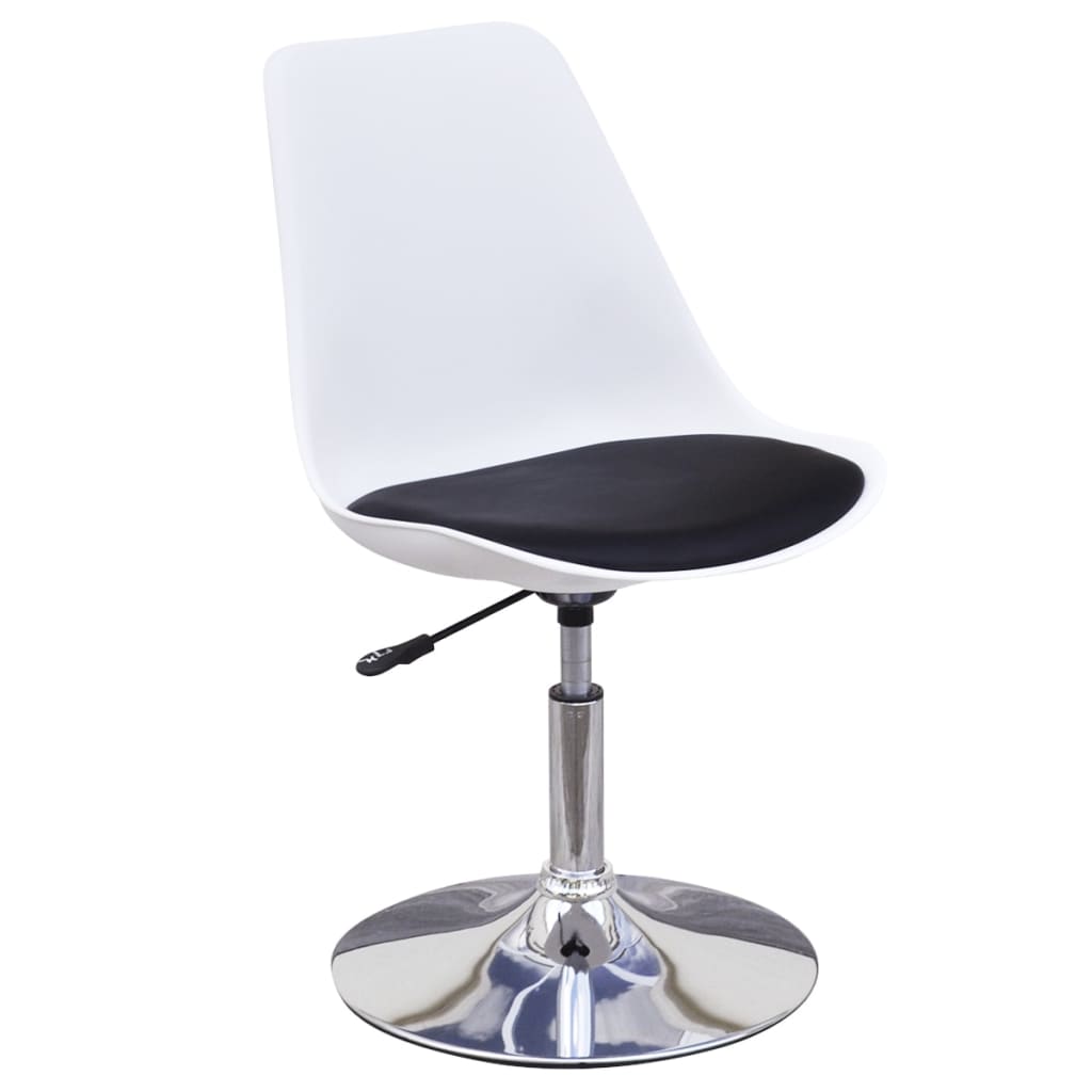 vidaXL Valgomojo kėdės, 6 vnt., baltos ir juodos spalvos, pasukamos