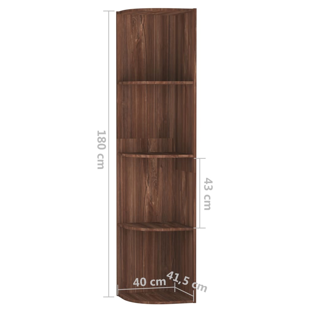 vidaXL Pastatoma kampinė lentyna, ruda ąžuolo, 40x41,5x180cm, MDP