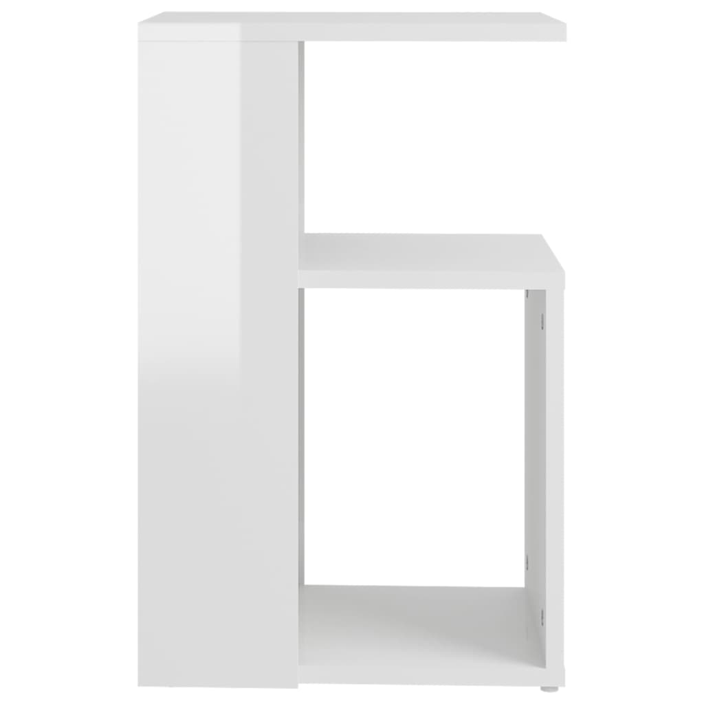 vidaXL Šoninis staliukas, baltos spalvos, 36x30x56cm, MDP, blizgus