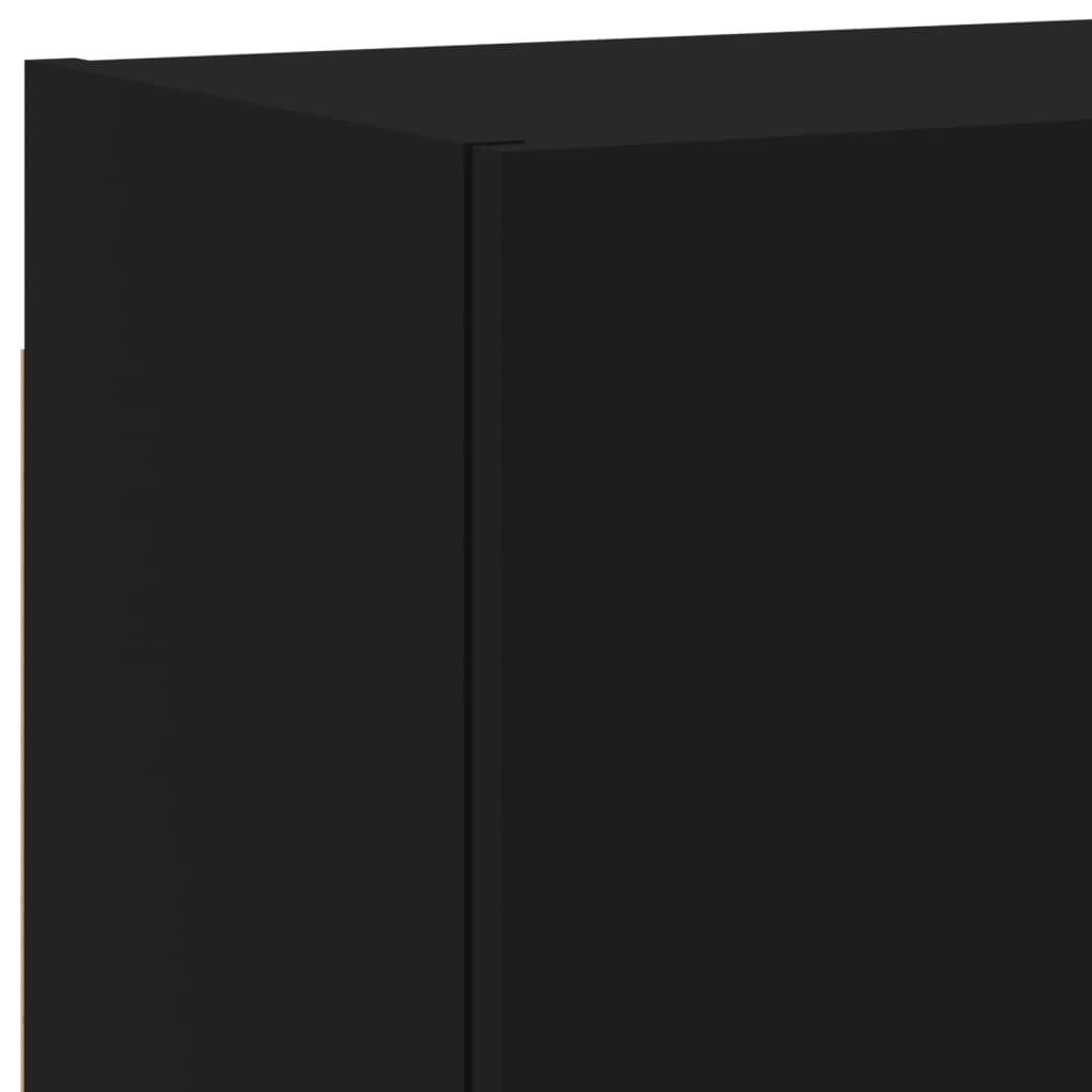 vidaXL Sieninė TV sekcija, 4 dalių, juodos spalvos, apdirbta mediena
