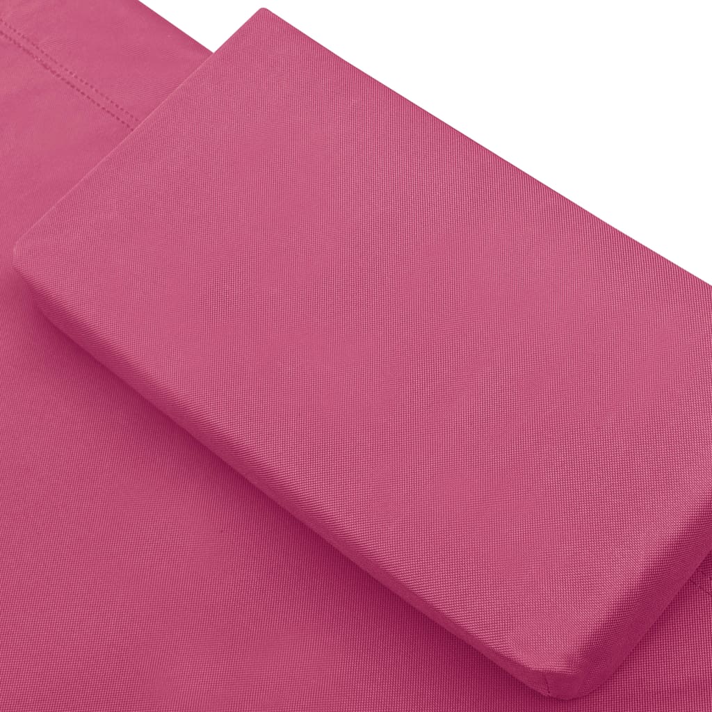 vidaXL Lauko poilsio gultas su stogeliu ir pagalve, rožinės spalvos