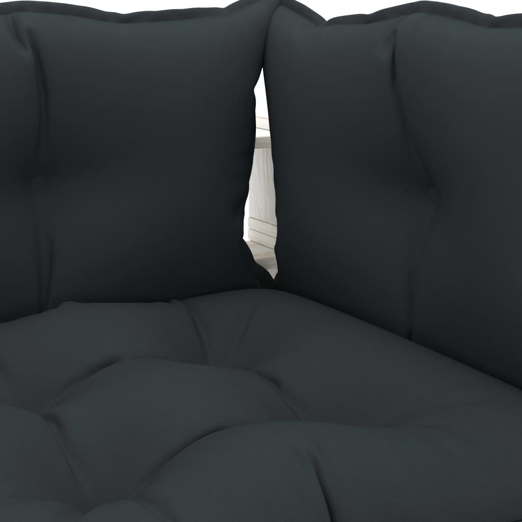 vidaXL Kampinė sodo sofa iš palečių su antracito pagalvėmis, mediena