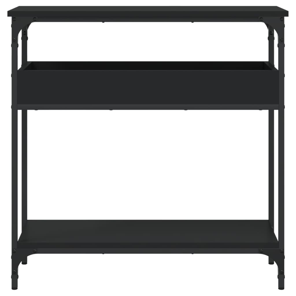 vidaXL Konsolinis staliukas su lentyna, juodas, 75x29x75cm, mediena
