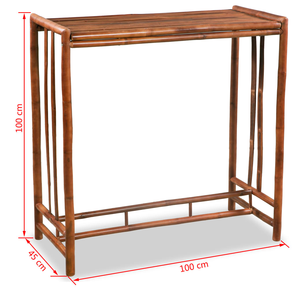 vidaXL Baro stalas, bambukas, 100x45x100 cm, ruda