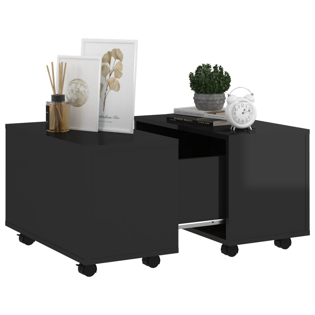 vidaXL Kavos staliukas, juodos spalvos, 60x60x38cm, MDP, blizgus