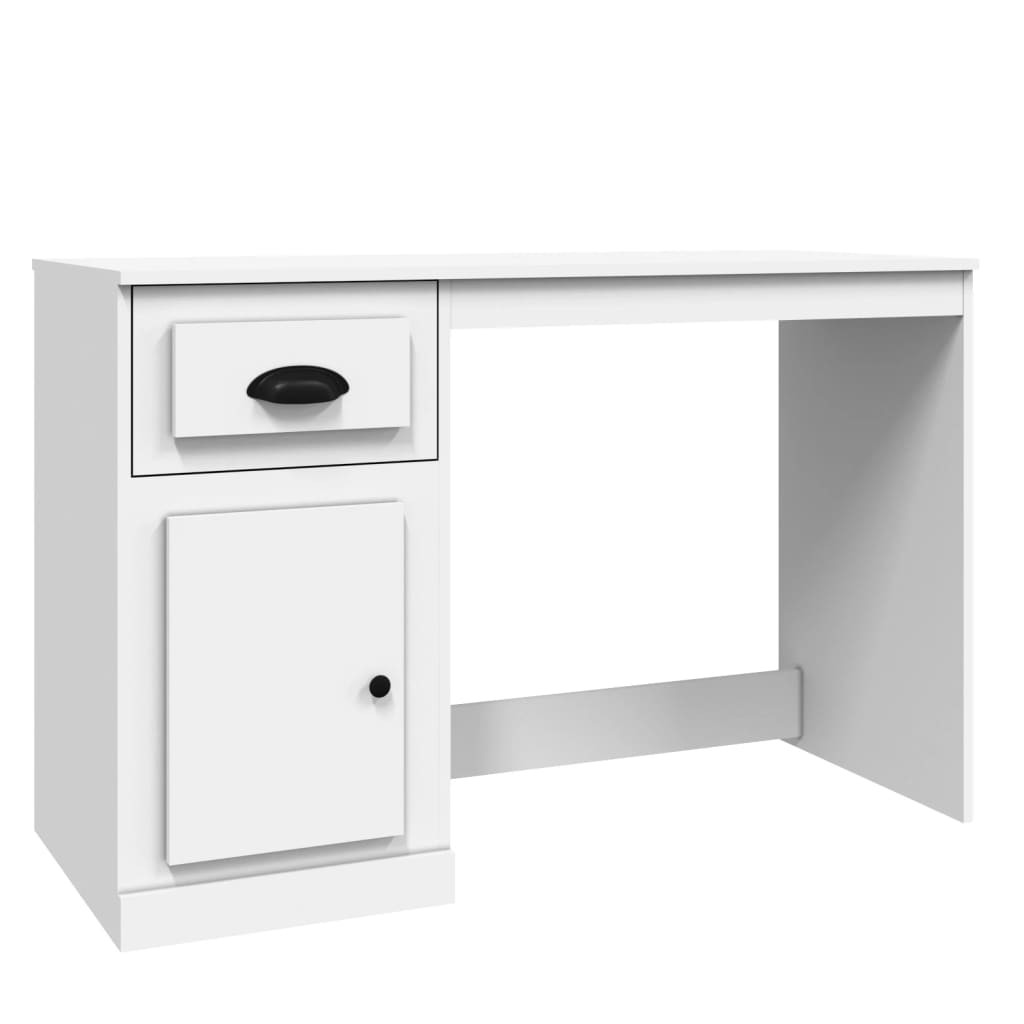 vidaXL Rašomasis stalas su stalčiumi, baltas, 115x50x75cm, mediena