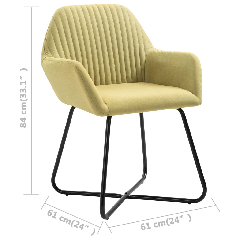 vidaXL Valgomojo kėdės, 2vnt., žalios spalvos, audinys