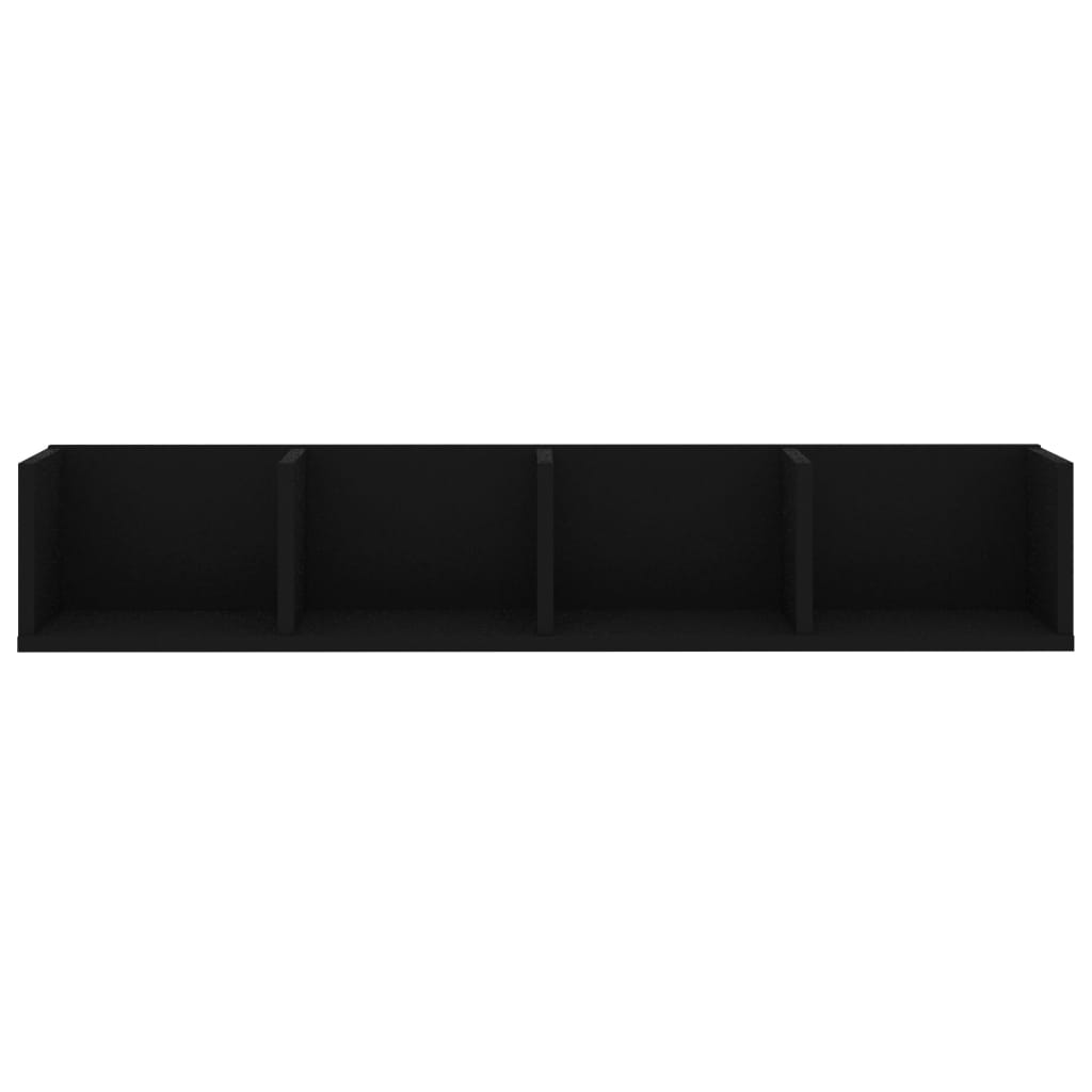 vidaXL Sieninė lentyna kompaktiniams diskams, juoda, 100x18x18cm, MDP
