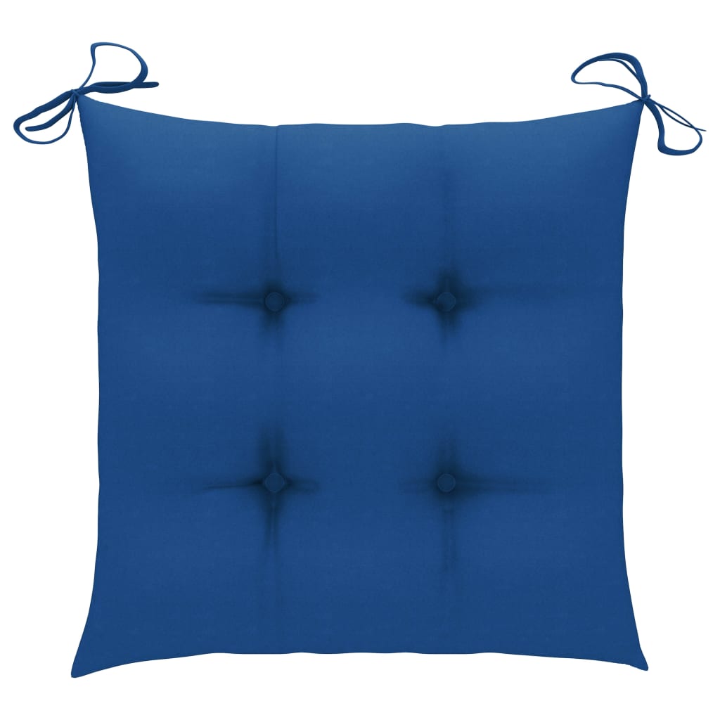 vidaXL Supama kėdė su mėlyna pagalvėle, tikmedžio masyvas