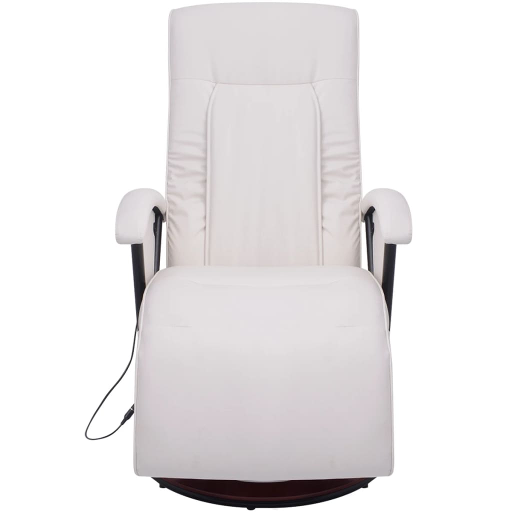 vidaXL Shiatsu masažinė kėdė, baltos spalvos, dirbtinė oda