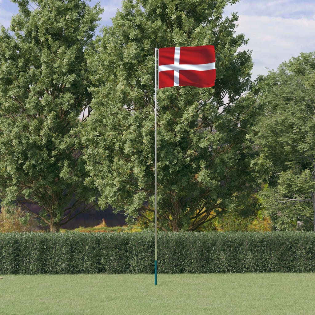 vidaXL Danijos vėliava su stiebu, aliuminis, 5,55m
