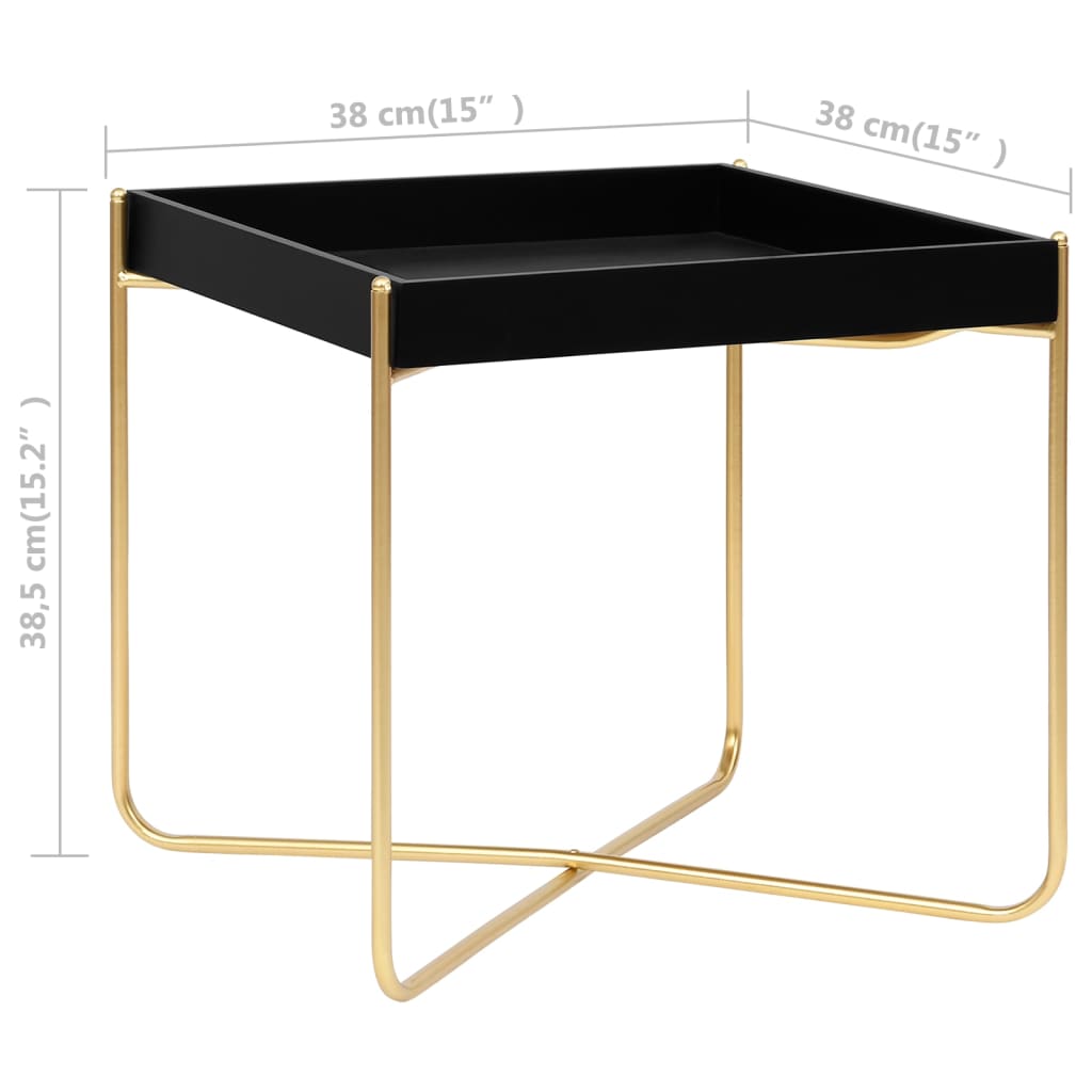 vidaXL Šoninis staliukas, juodas ir auksinis, 38x38x38,5cm, MDF