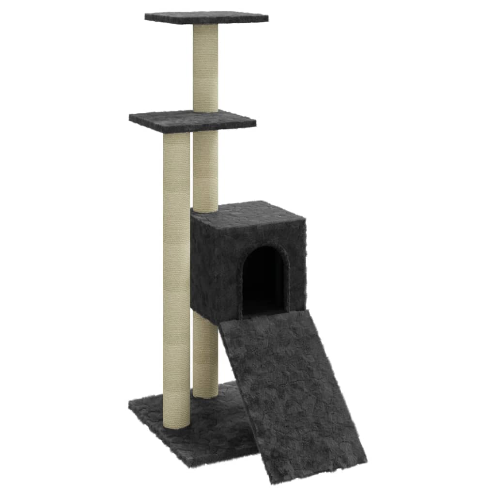 vidaXL Draskyklė katėms su stovais iš sizalio, tamsiai pilka, 92cm